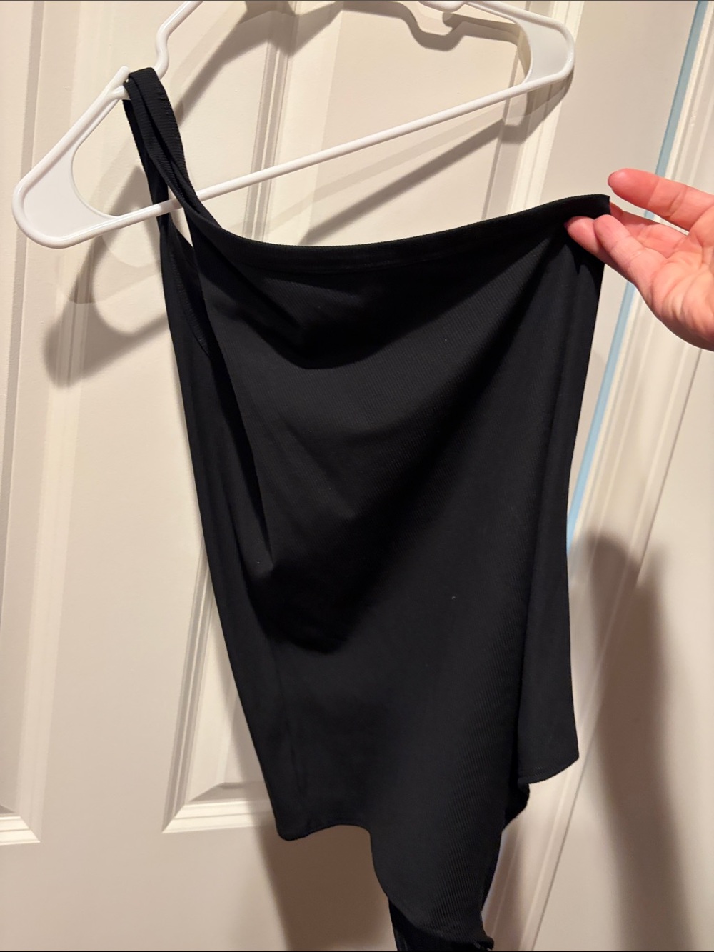 One-Shoulder Black Asymmetric Top